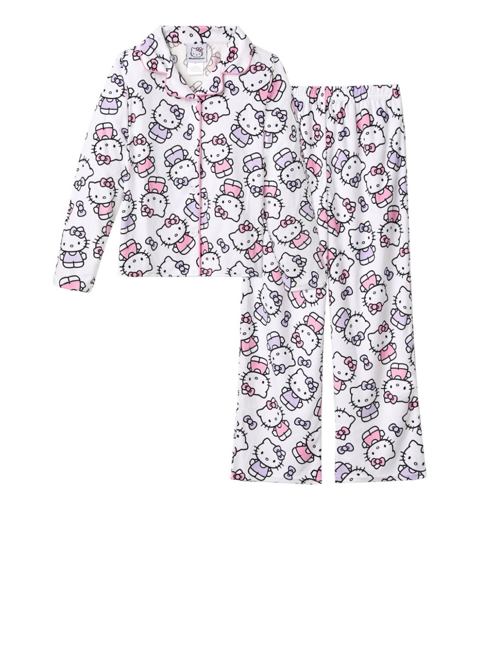 Hello Kitty White, Pink & Purple Fleece Pajama Set for Kids